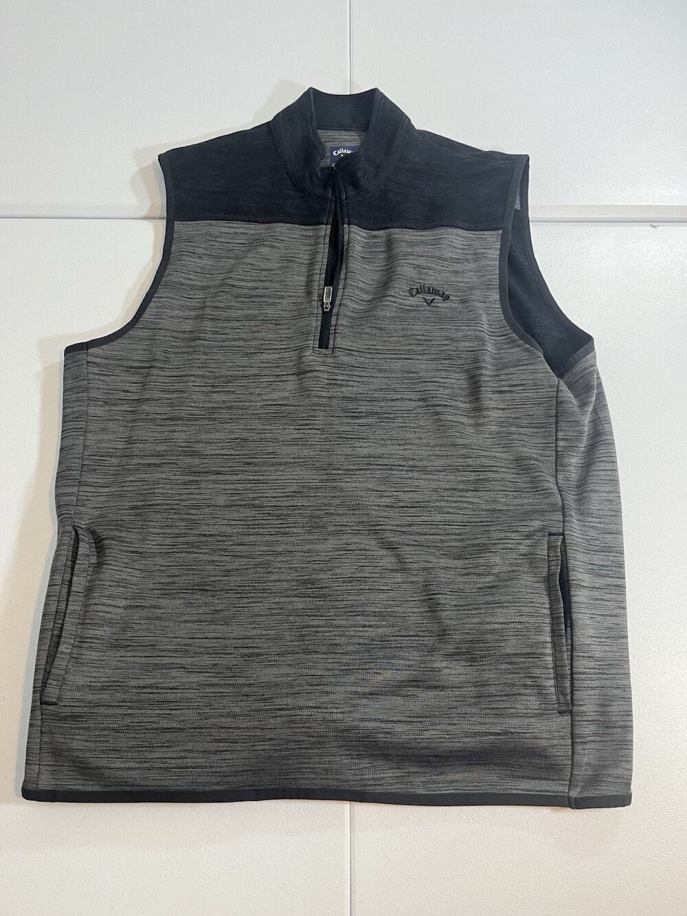 Calloway Golf Vest Size XL Men Gray Quarter Zip with Pockets Logo T21